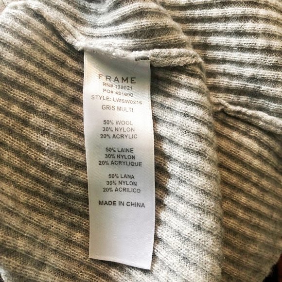 FRAME | Ruffle-Cuff Sleeves Rib-Knit Wool Sweater | Size XS - Picture 7 of 7